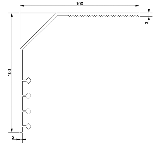 schéma cornière pour fenêtre PVC à pan coupé